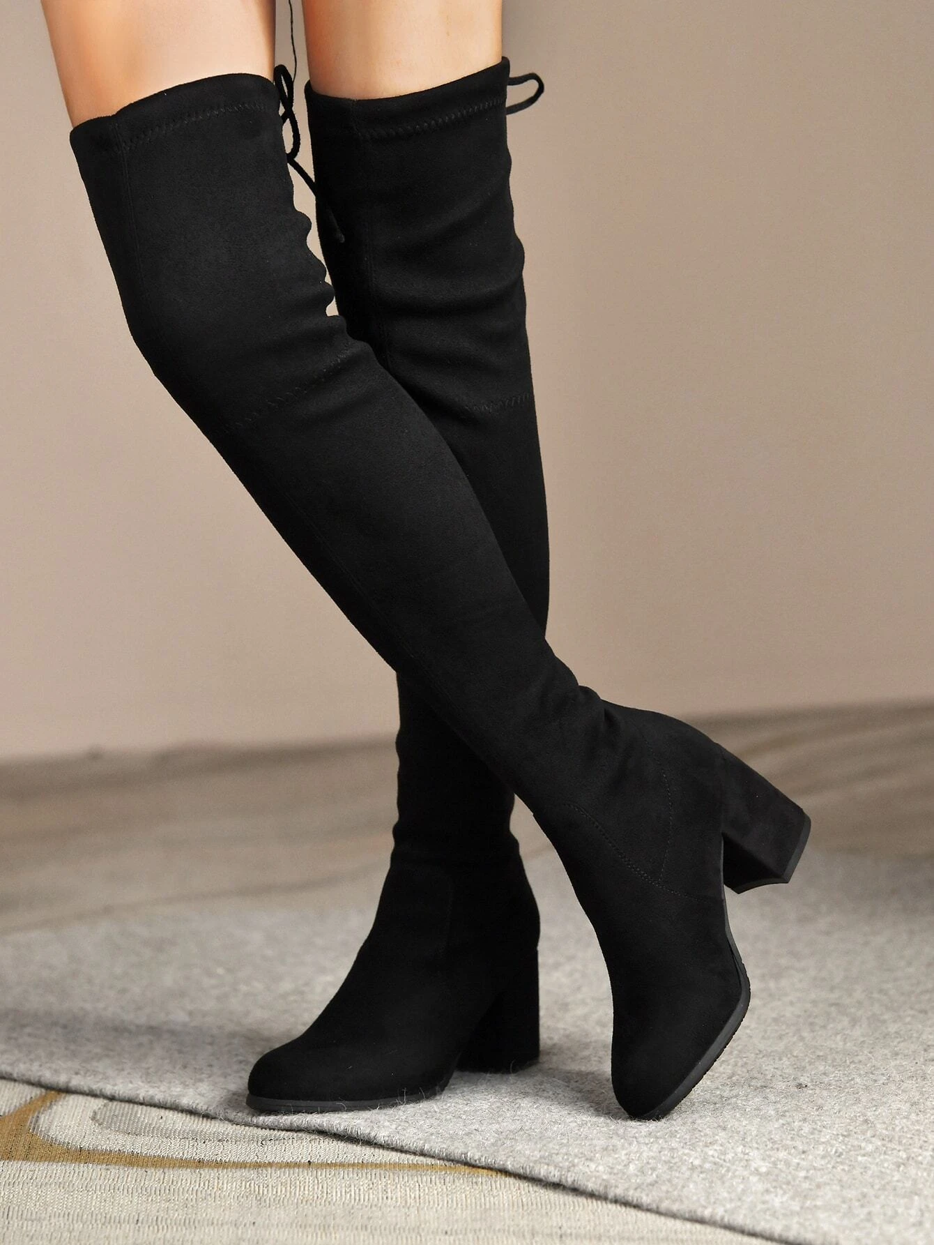 Botas negras para mujer, hasta la rodilla, pantorrilla ancha, botas de  otoño e invierno, botas largas occidentales, botas de equitación de cuero  con